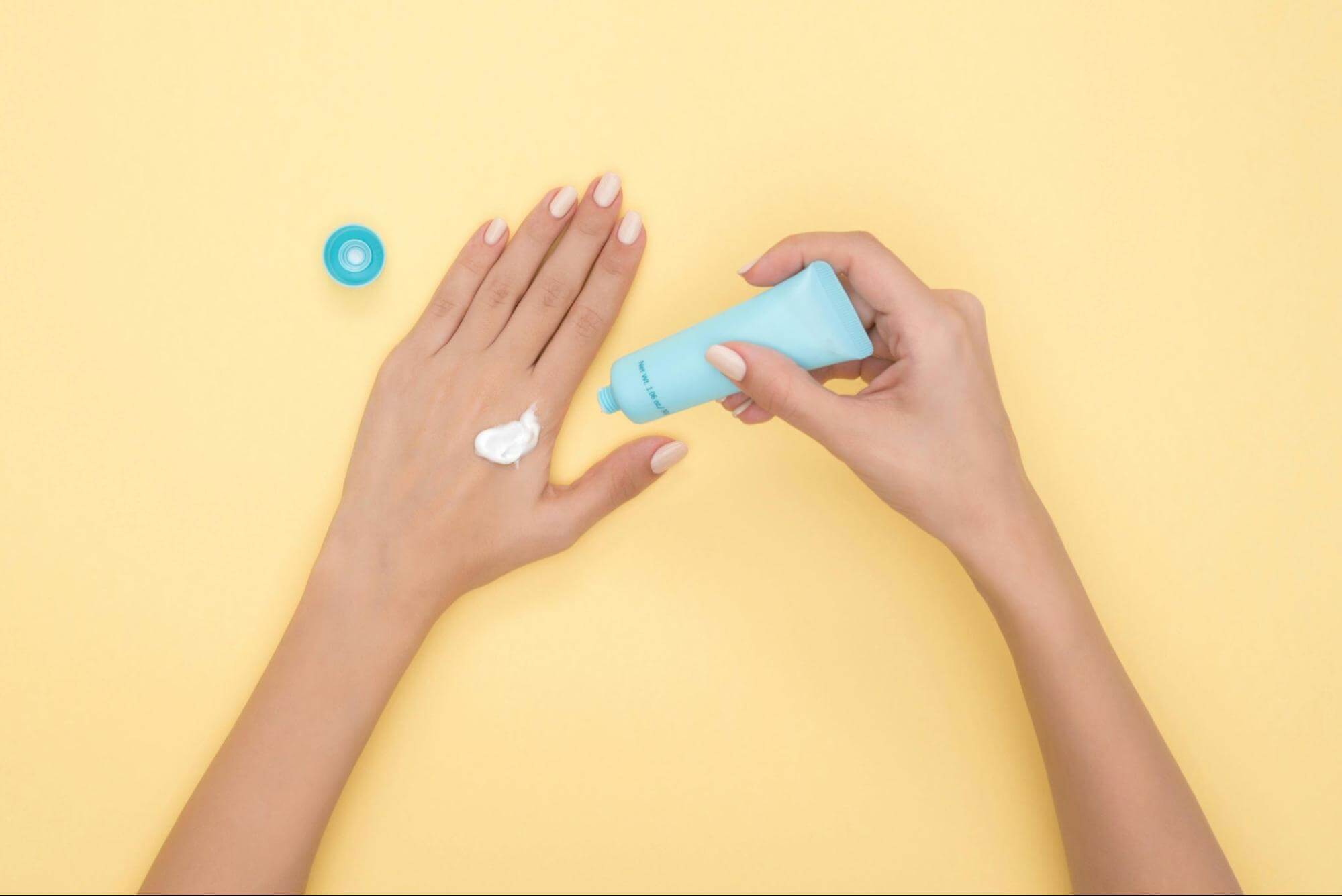 Applying lotion to hands and arms